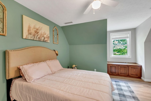 1800 Old Highway 52, Lafayette, TN 37083 - bedroom featuring light wood-style flooring, a ceiling fan, baseboards, and lofted ceiling