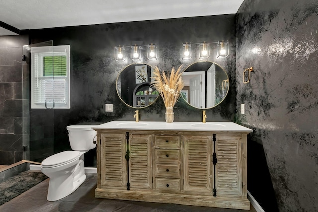 1800 Old Highway 52, Lafayette, TN 37083 - bathroom featuring toilet, double vanity, and a tile shower