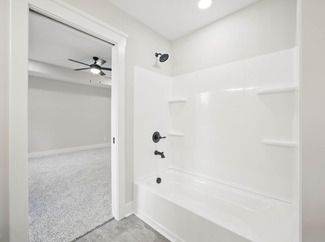 1917 Lewter Dr, Clarksville, TN 37042 - full bathroom with shower / tub combination, baseboards, and ceiling fan