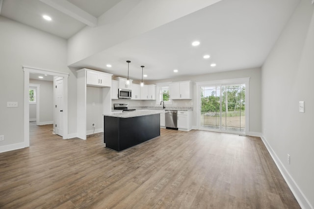 1917 Lewter Dr, Clarksville, TN 37042 - kitchen featuring stainless steel appliances, recessed lighting, healthy amount of natural light, and white cabinets