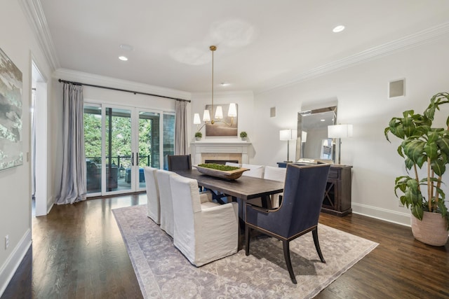 424 Wild Elm St, Franklin, TN 37064 - dining room featuring ornamental molding, baseboards, a chandelier, wood finished floors, and recessed lighting