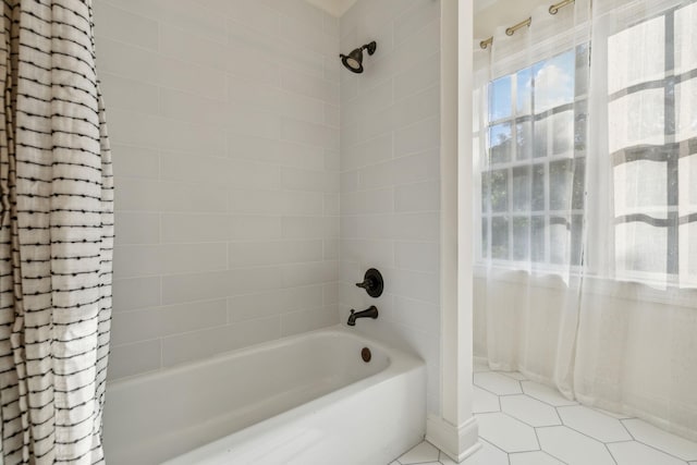 424 Wild Elm St, Franklin, TN 37064 - bathroom with shower / tub combo with curtain, plenty of natural light, and tile patterned flooring