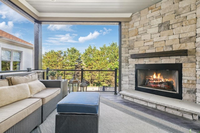 424 Wild Elm St, Franklin, TN 37064 - sunroom with an outdoor living space with a fireplace