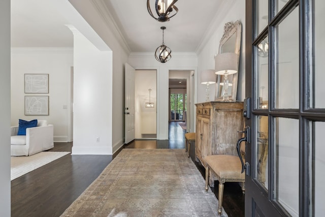 424 Wild Elm St, Franklin, TN 37064 - foyer entrance featuring dark wood-type flooring, crown molding, and baseboards