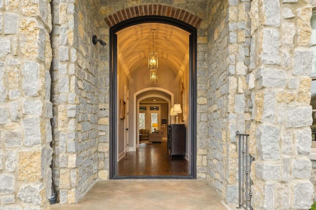 8704 Wolfsbane Ln, College Grove, TN 37046 - doorway to property featuring stone siding