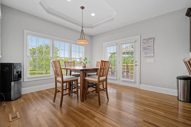 1417 Guill Rd, Mount Juliet, TN 37122 - dining room featuring plenty of natural light, wood finished floors, a tray ceiling, baseboards, and crown molding