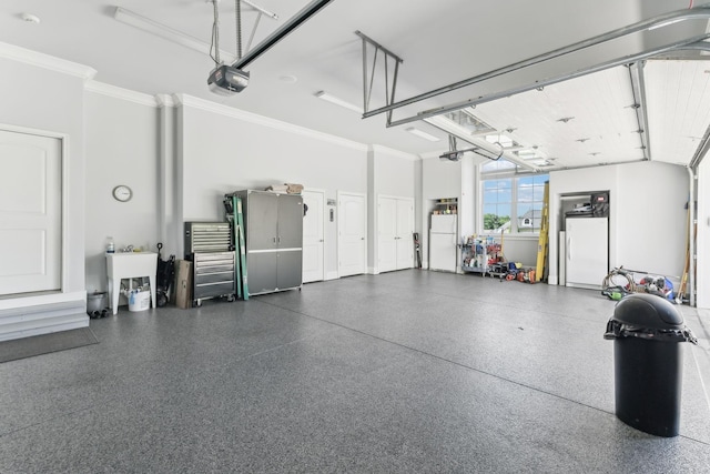 4043 Old Light Cir, Arrington, TN 37014 - garage with freestanding refrigerator, a garage door opener, and fridge