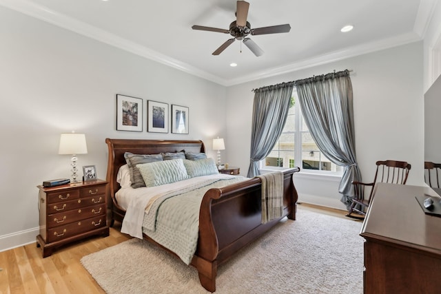4043 Old Light Cir, Arrington, TN 37014 - bedroom with ornamental molding, wood finished floors, baseboards, recessed lighting, and ceiling fan