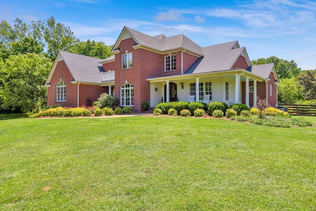 3285 Blazer Rd, Franklin, TN 37064 - view of front of house with brick siding, covered porch, and roof with shingles