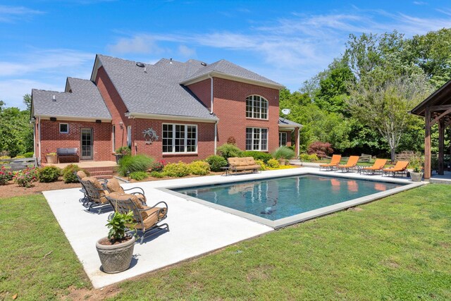 3285 Blazer Rd, Franklin, TN 37064 - outdoor pool with a patio area, a lawn, and a grill