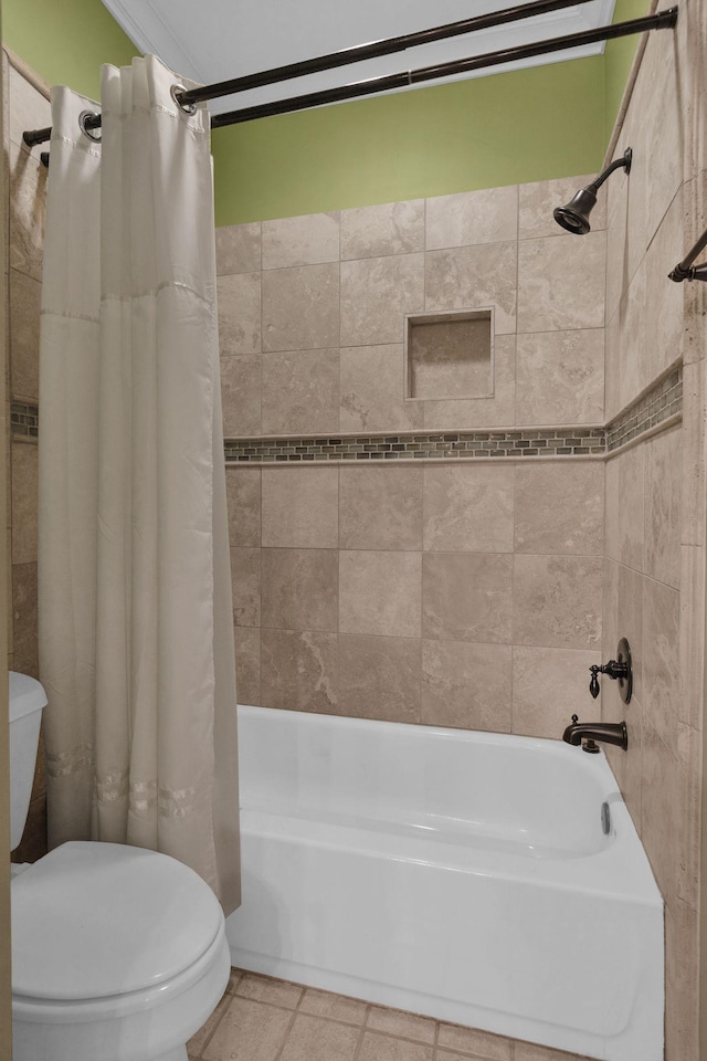 3285 Blazer Rd, Franklin, TN 37064 - bathroom with toilet, shower / tub combo, and tile patterned floors