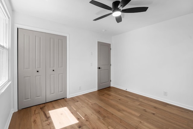 104 Dolphus Dr, Hendersonville, TN 37075 - unfurnished bedroom featuring wood finished floors, baseboards, a closet, and ceiling fan