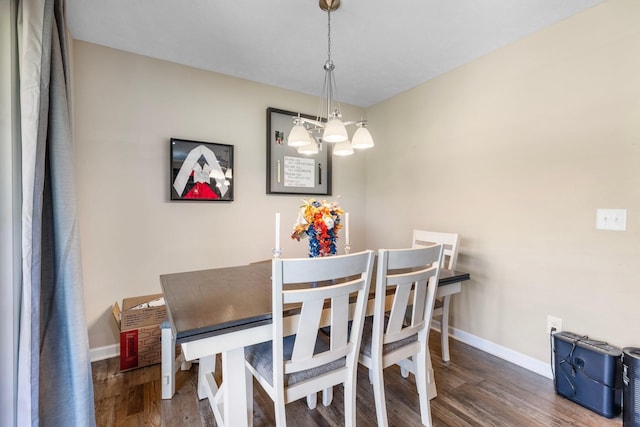 1710 Collins Hollow Rd, Lewisburg, TN 37091 - dining area featuring wood finished floors, baseboards, and a chandelier