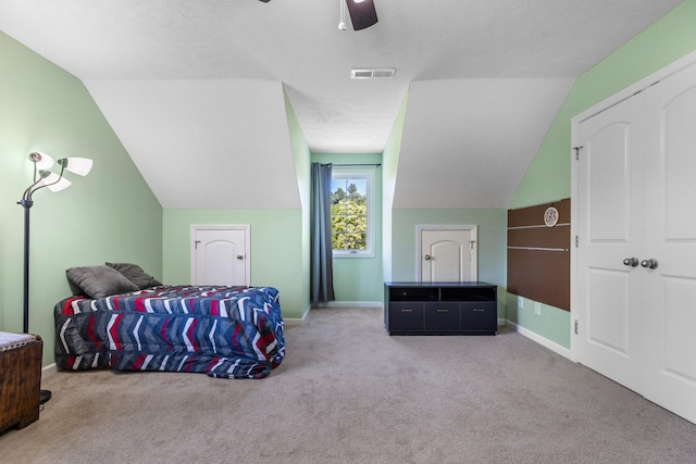 1710 Collins Hollow Rd, Lewisburg, TN 37091 - carpeted bedroom with vaulted ceiling, a ceiling fan, and baseboards