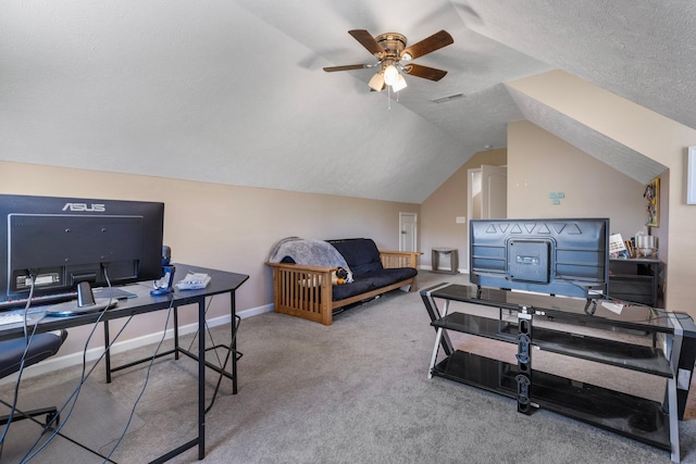 1710 Collins Hollow Rd, Lewisburg, TN 37091 - bedroom with carpet floors, an office area, lofted ceiling, and baseboards