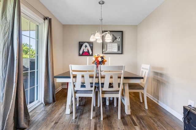 1710 Collins Hollow Rd, Lewisburg, TN 37091 - dining area featuring baseboards, a chandelier, and wood finished floors