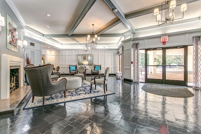 6666 Brookmont Ter Unit 307, Nashville, TN 37205 - building lobby featuring a decorative wall, beam ceiling, and coffered ceiling