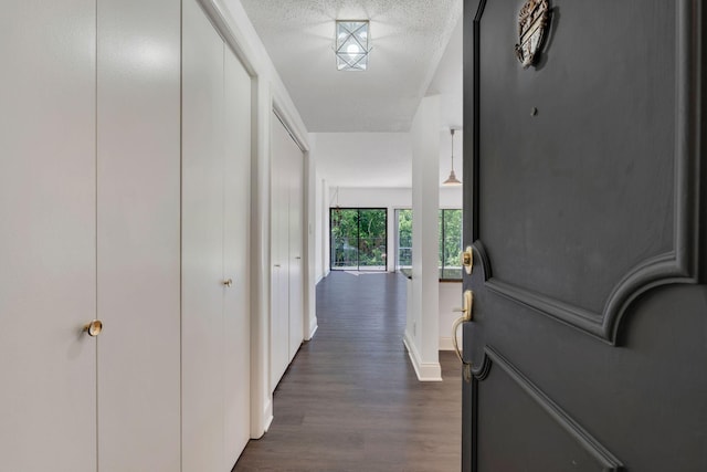 6666 Brookmont Ter Unit 307, Nashville, TN 37205 - corridor with dark wood finished floors, a textured ceiling, and baseboards