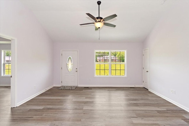 1161 Honey Ln, Estill Springs, TN 37330 - entrance foyer with a ceiling fan and wood finished floors