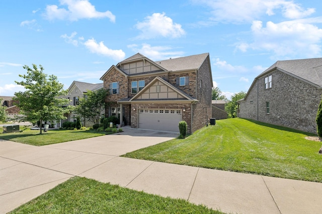 633 Fall Creek Cir, Goodlettsville, TN 37072 - craftsman-style house featuring driveway, a front yard, a garage, and brick siding