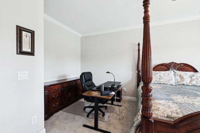 633 Fall Creek Cir, Goodlettsville, TN 37072 - bedroom with crown molding, light carpet, baseboards, and an office area