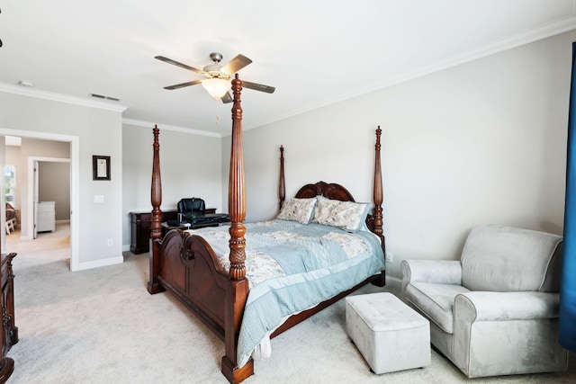 633 Fall Creek Cir, Goodlettsville, TN 37072 - bedroom featuring ornamental molding, light colored carpet, baseboards, and ceiling fan