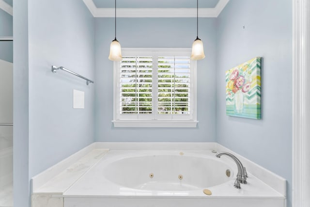 3000 General Forrest Dr, Columbia, TN 38401 - bathroom featuring a whirlpool tub and ornamental molding