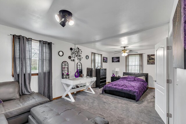 3109 Stokers Ln, Nashville, TN 37218 - carpeted bedroom with multiple windows, baseboards, and ceiling fan
