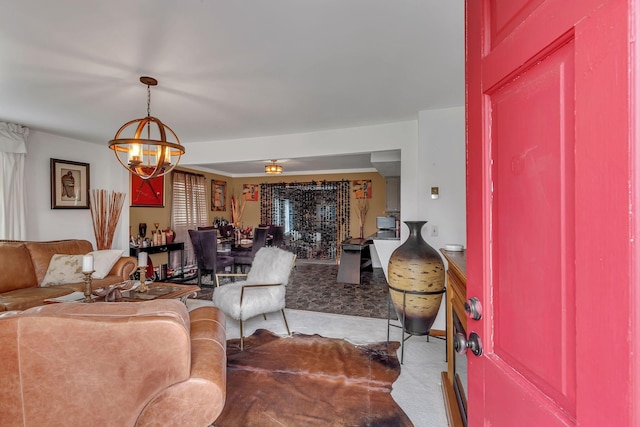 3109 Stokers Ln, Nashville, TN 37218 - living area with a chandelier and carpet flooring