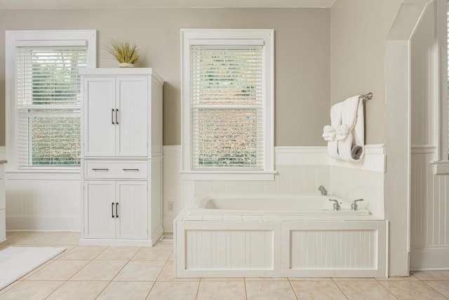 484 E View Dr, Chattanooga, TN 37404 - full bathroom featuring a garden tub, tile patterned floors, and a wainscoted wall