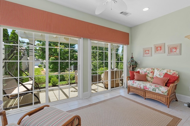 565 Scout Dr, Mount Juliet, TN 37122 - living area featuring tile patterned flooring, a ceiling fan, baseboards, and recessed lighting