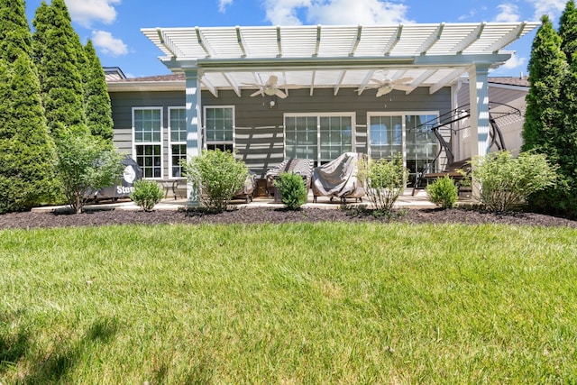 565 Scout Dr, Mount Juliet, TN 37122 - back of house with a pergola, a yard, and a ceiling fan