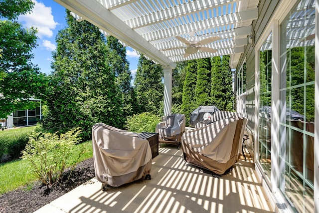 565 Scout Dr, Mount Juliet, TN 37122 - view of patio / terrace with a pergola, a ceiling fan, and a grill