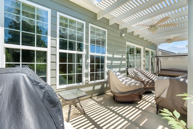 565 Scout Dr, Mount Juliet, TN 37122 - balcony featuring ceiling fan, grilling area, and a pergola