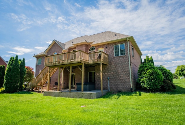 1158 Keystone Dr, Pleasant View, TN 37146 - back of house with brick siding, a patio, a deck, a yard, and stairs