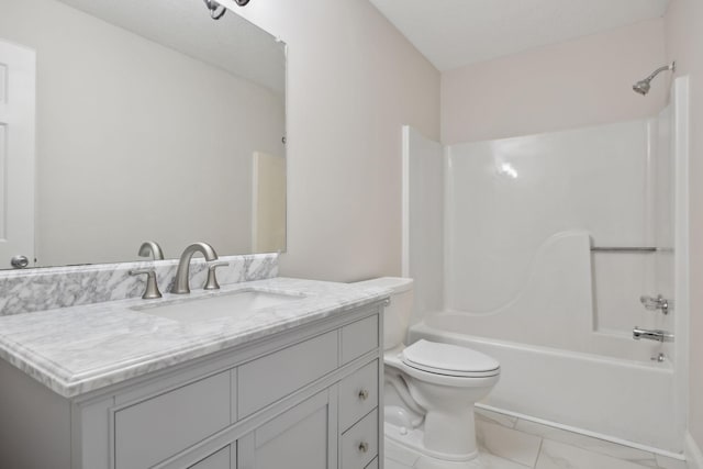 804 Beazer Ln, Antioch, TN 37013 - full bathroom featuring toilet, vanity, shower / tub combination, and marble finish floors