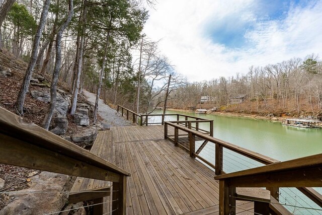 562 Rocky Ridge Rd E, Rock Island, TN 38581 - dock area with a water view and view of scattered trees
