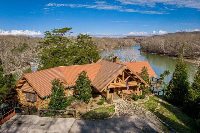 562 Rocky Ridge Rd E, Rock Island, TN 38581 - aerial view of property and surrounding area with a nearby body of water and a forest
