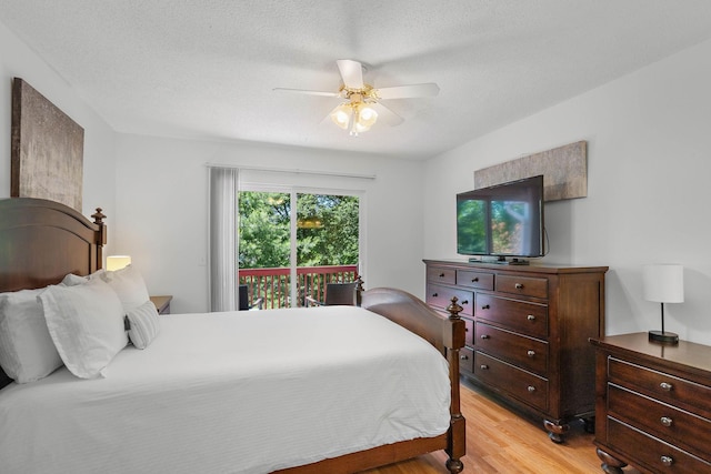 684 Dutchmans Dr, Hermitage, TN 37076 - bedroom with access to exterior, light wood finished floors, ceiling fan, and a textured ceiling