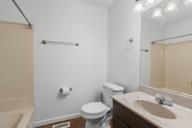 684 Dutchmans Dr, Hermitage, TN 37076 - full bathroom featuring vanity, toilet, shower / bathtub combination, tile patterned floors, and baseboards