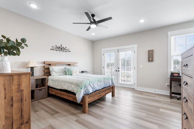 207 Charleston Ave, Pleasant View, TN 37146 - bedroom featuring access to outside, light wood finished floors, recessed lighting, baseboards, and a ceiling fan