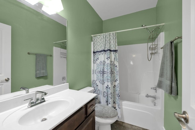 1596 Winding Creek Dr, Nolensville, TN 37135 - bathroom featuring toilet, vanity, shower / tub combo, and tile patterned flooring