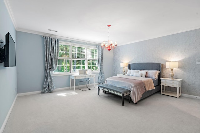 30 Park Mdws, Nashville, TN 37215 - bedroom with crown molding, a chandelier, carpet flooring, and a desk