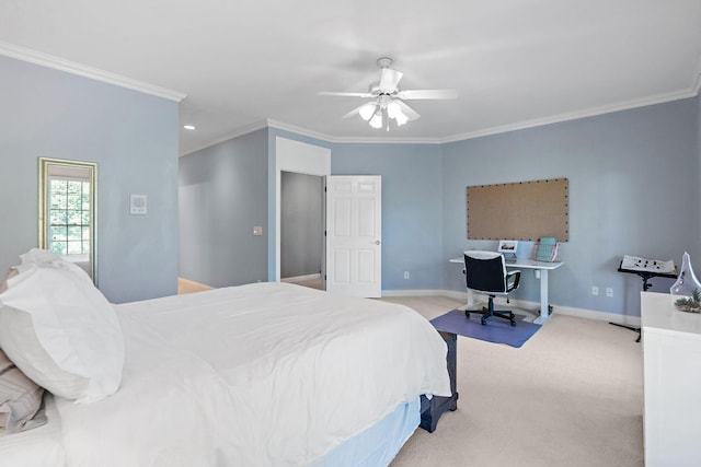30 Park Mdws, Nashville, TN 37215 - bedroom with crown molding, light carpet, recessed lighting, and a ceiling fan