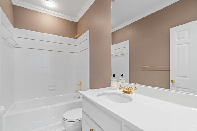30 Park Mdws, Nashville, TN 37215 - bathroom with vanity, tub / shower combination, ornamental molding, and tile patterned floors