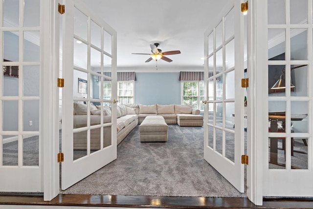 30 Park Mdws, Nashville, TN 37215 - carpeted living room featuring french doors and ceiling fan