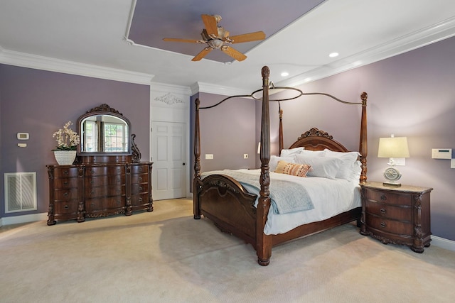 30 Park Mdws, Nashville, TN 37215 - bedroom with light colored carpet, ornamental molding, and recessed lighting