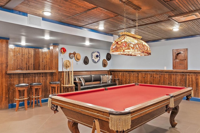 30 Park Mdws, Nashville, TN 37215 - game room with a bar, billiards table, wooden walls, and wainscoting