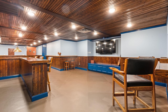 30 Park Mdws, Nashville, TN 37215 - indoor wet bar featuring a wainscoted wall and wooden ceiling
