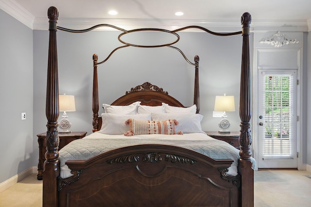 30 Park Mdws, Nashville, TN 37215 - bedroom featuring light colored carpet, access to exterior, and crown molding